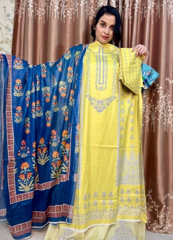 Ferdous Lawn Digital Printed Dress – Royal Purple Color | Premium Cotton 3pcs Set