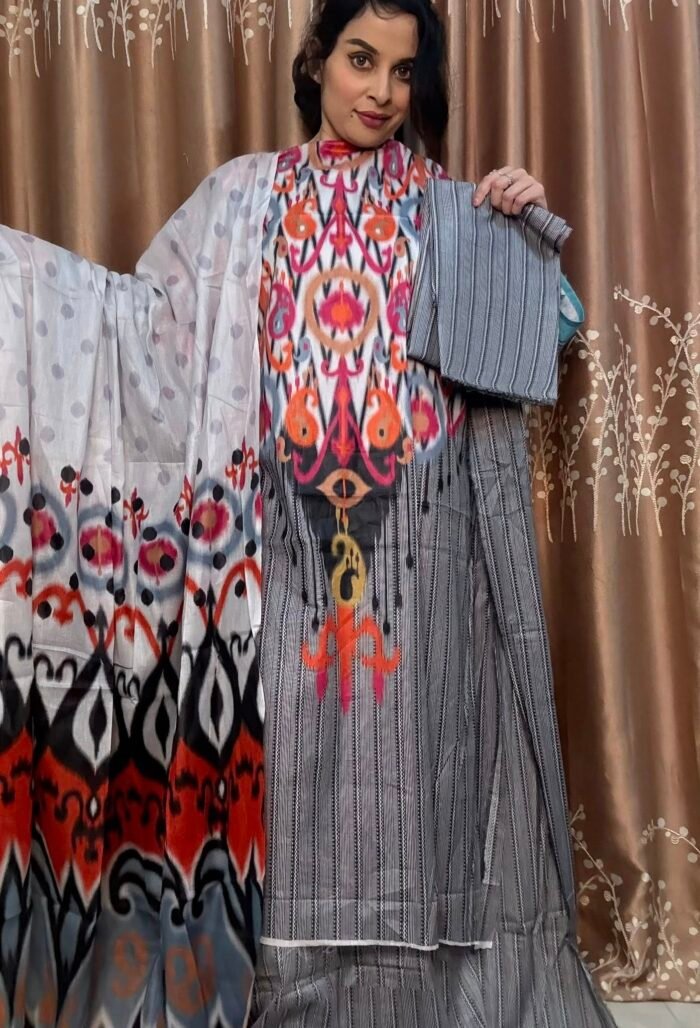 Ferdous Lawn Digital Printed Dress – Grey Color | Premium Unstitched Cotton 3Pcs Set Ferdous Lawn Digital Printed Dress – Grey Color | Premium Unstitched Cotton 3Pcs Set