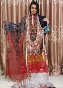 New Arrivals Pakistani Premium Digital Printed Unstitched Charizma Lawn – Pure Chiffon Dupatta
