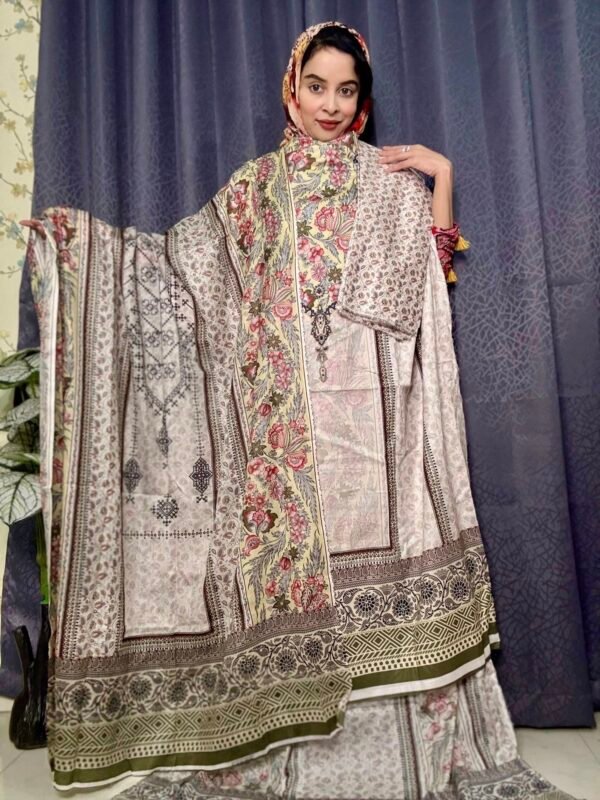 Pakistani Premium Lawn cream colour -Pure Cotton dupatta