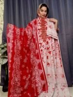 Pakistani Premium Lawn burn red colour -Pure Cotton dupatta